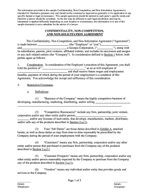 Confidentiality Non-Competition Non-Solicitation Agreement