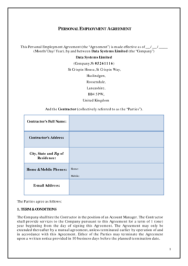 Personal Employment Agreement