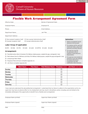 Flexible Work Arrangement Agreement Form