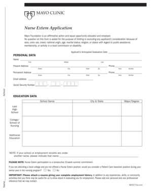 Nurse Extern Application Form
