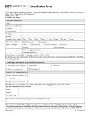 Mayo Clinic Contribution Form