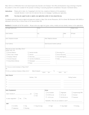 Mayo Clinic Employment Application