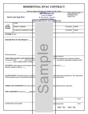 Residential HVAC Contract