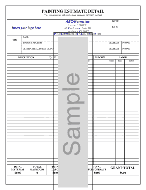 Painting Estimate Detail Form