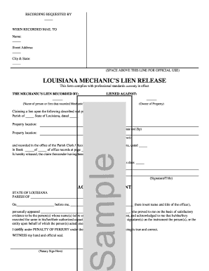 Louisiana Mechanic's Lien Release