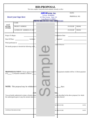 Bid Proposal Form