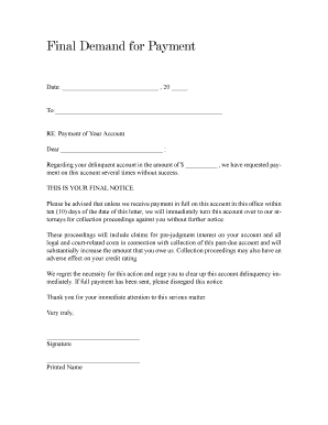 Final Demand for Payment Notice