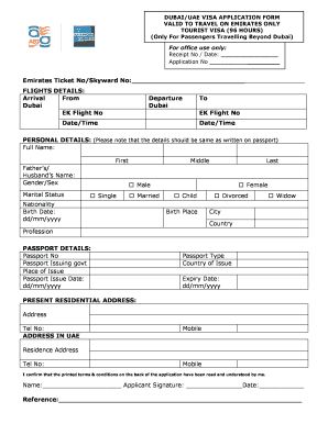 Dubai Tourist Visa Application Form