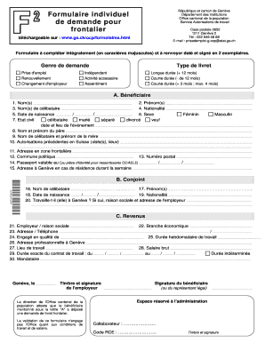 Formulaire individuel de demande pour Service Autorisations de travail