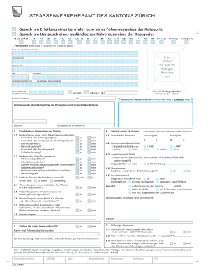 Gesuch um Erteilung eines Lernfahr- bzw. eines Führerausweises