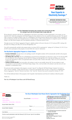 City Electric Aggregation Opt-Out Form