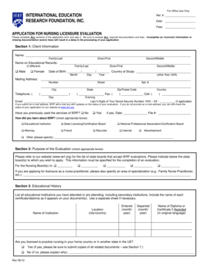 Application for Nursing Licensure Evaluation