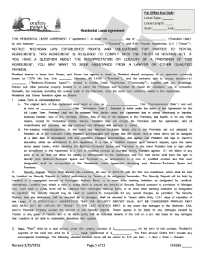 Michigan Residential Lease Agreement