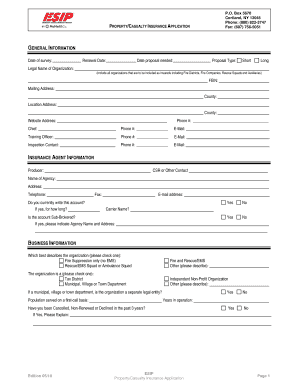 Property/Casualty Insurance Application