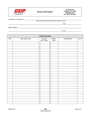 Vehicle Supplement Form