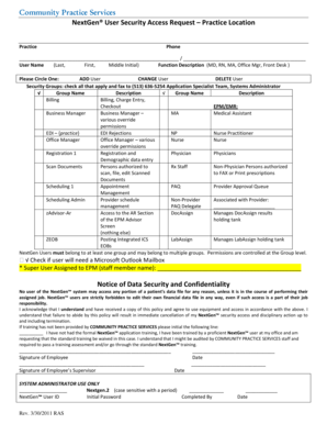 NextGen User Security Access Request Form