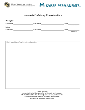 Internship Proficiency Evaluation Form