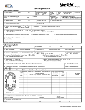 MetLife Dental Expense Claim Form