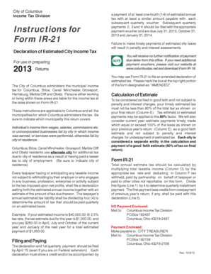 City of Columbus Income Tax Declaration Form
