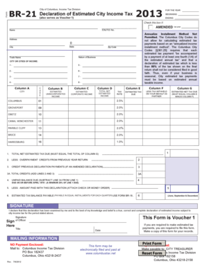 Columbus City Income Tax Declaration