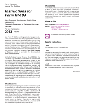 Columbus Income Tax Form IR-21J