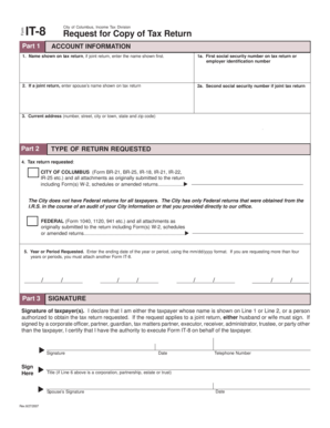 City of Columbus Tax Return Request Form