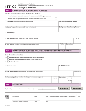 City of Columbus IT-9J Change of Address