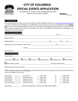 City of Columbus Special Events Application