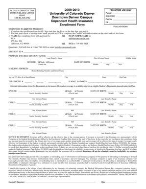 University of Colorado Denver Dependent Health Insurance Enrollment Form