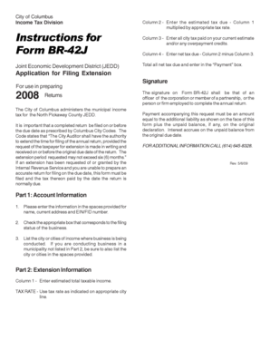 City of Columbus Income Tax Extension Form BR-42J