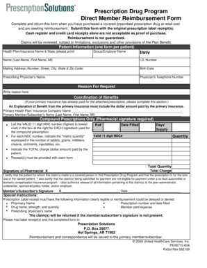 Prescription Drug Reimbursement Form