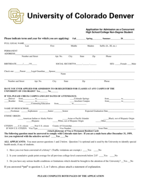 University of Colorado Concurrent High School/College Application