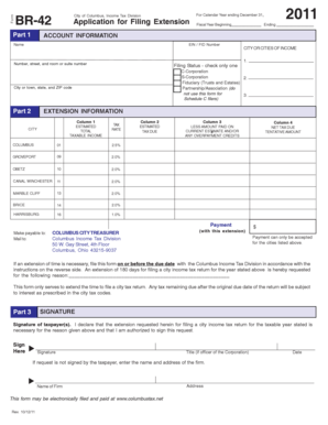City of Columbus Income Tax Extension Application