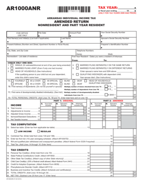 Arkansas Amended Individual Income Tax Form