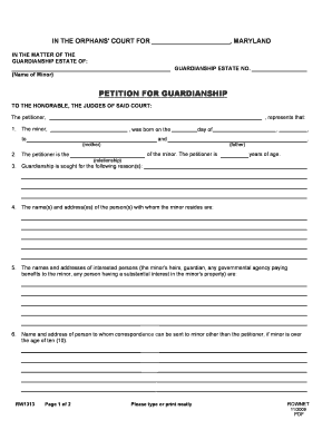Maryland Guardianship Petition