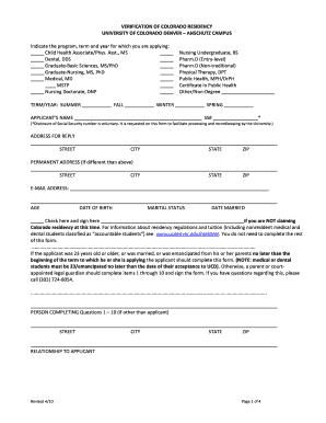 Colorado Residency Verification Form