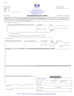 H-1B Job Order Request Form