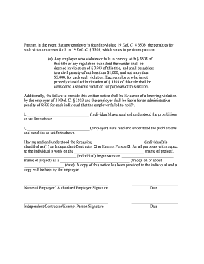 Delaware Independent Contractor Status Notice