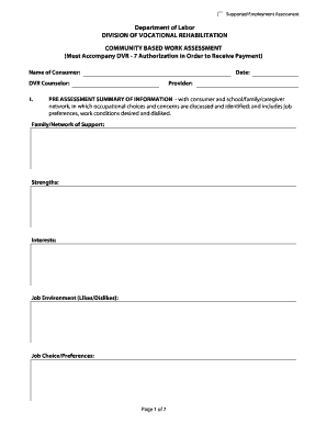 Community Based Work Assessment