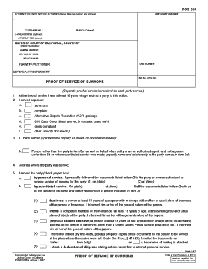 Proof of Service of Summons