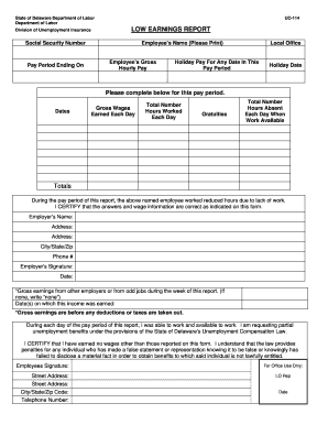 Delaware Low Earnings Report UC-114