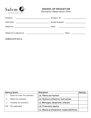 Formative Observation Form