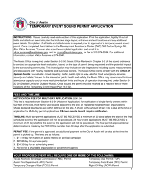 City of Austin Temporary Event Sound Permit Application