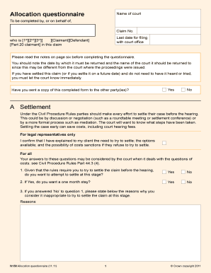 Allocation Questionnaire