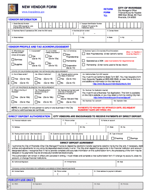 City of Riverside New Vendor Form
