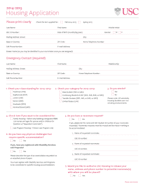 2014–2015 Housing Application