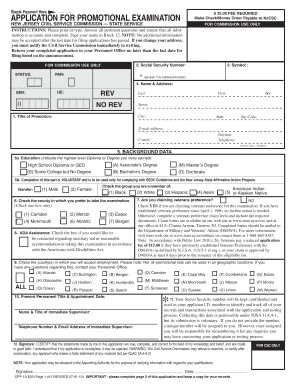 New Jersey Civil Service Commission Promotional Exam Application