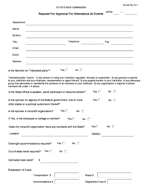 New Jersey State Ethics Commission Event Attendance Approval Form