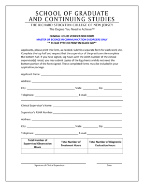 Clinical Hours Verification Form