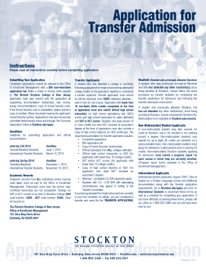 Transfer Application for Admission